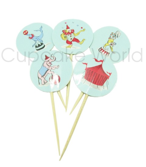 ROBERT GORDON MY LITTLE CIRCUS CUPCAKE TOPPERS 24pc - Click Image to Close